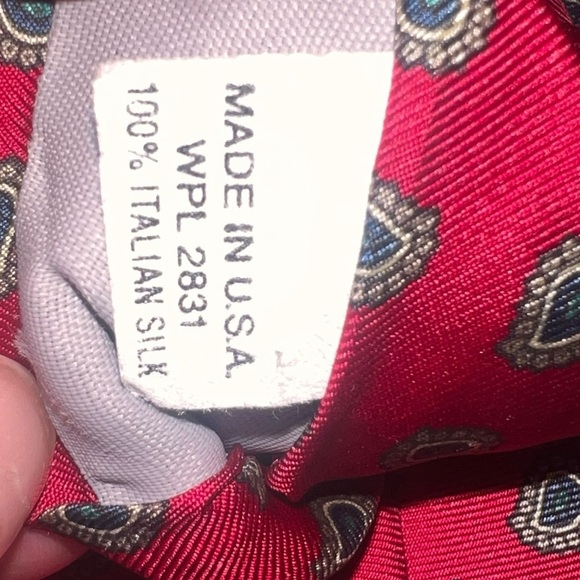 EUC Christian Dior Mario Valentino Abstract Paisley Patriotic Navy Red Ties - Picture 7 of 9